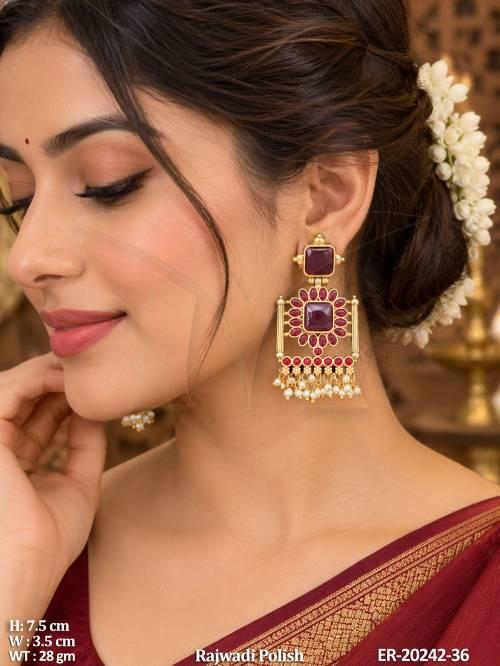 Royal Full Stone Earrings With Pearl Drops