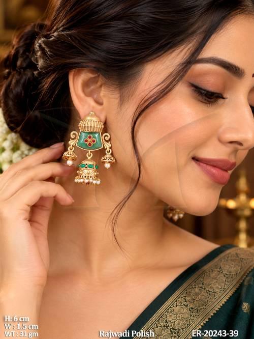 Antique Rajwadi Polish Designer Jhumka Earrings
