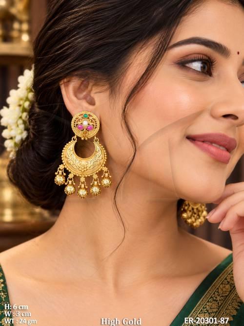 Traditional High Gold Polish Chandbali Earrings