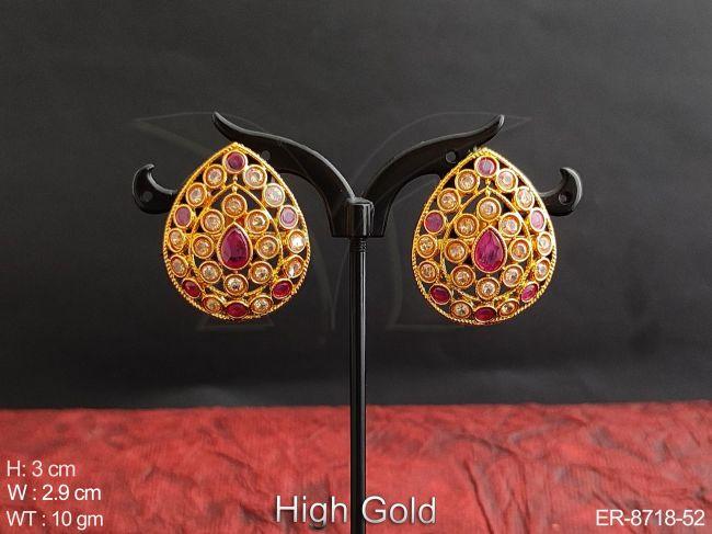 Beautiful High Gold Polish Designer Fancy Style Party wear Earring  / Studs / Tops