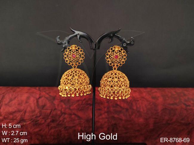 Designer Fancy Style High Gold Polish Party wear Beautiful long Jhumka Earring