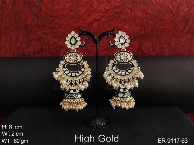 Beautiful Clustered Pearl Designer Long Party wear Jhumka Earring