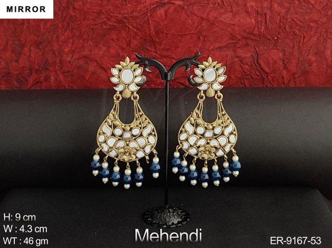 Mirror Design Beautiful Fancy Style Party wear Designer Long Earring