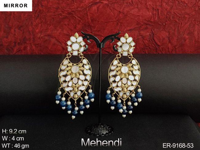 Beautiful Fancy Style Designer Party wear Mirror Long Earring
