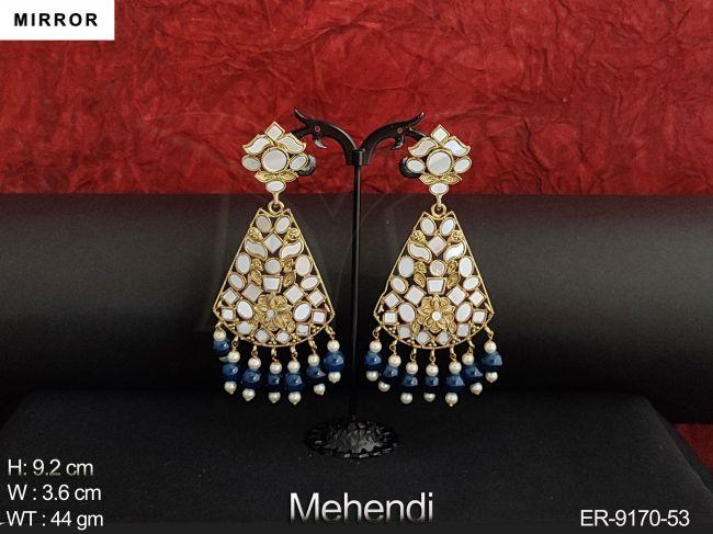 Beautiful Fancy Style Mirror Design Party wear Long Earring