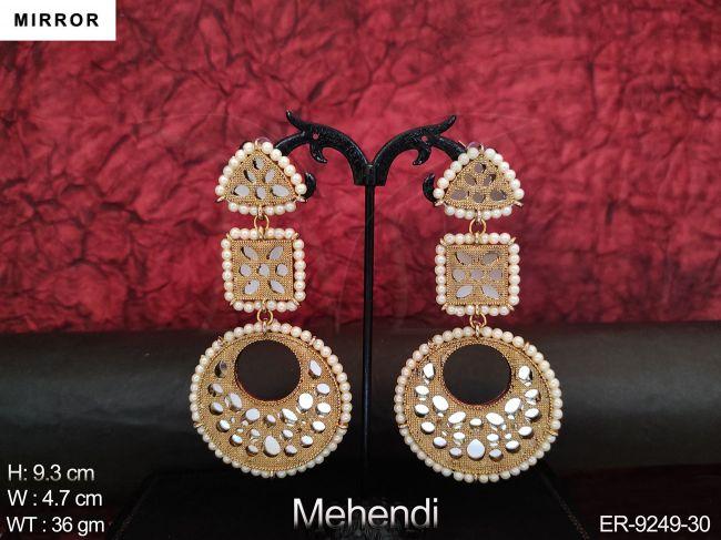 Party wear Designer Fancy style Beautiful Long Antique Mirror Earring