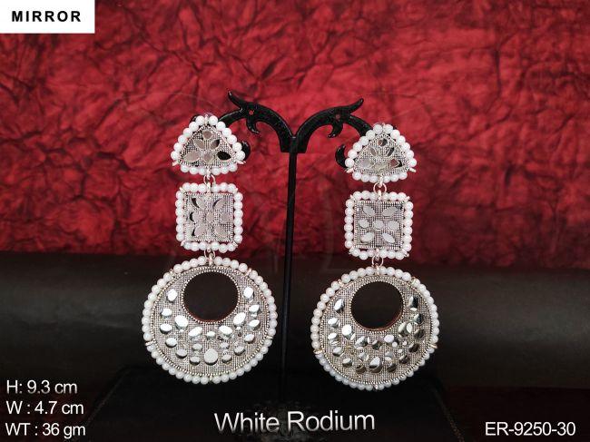 designer fancy style party wear mirror antique long earring