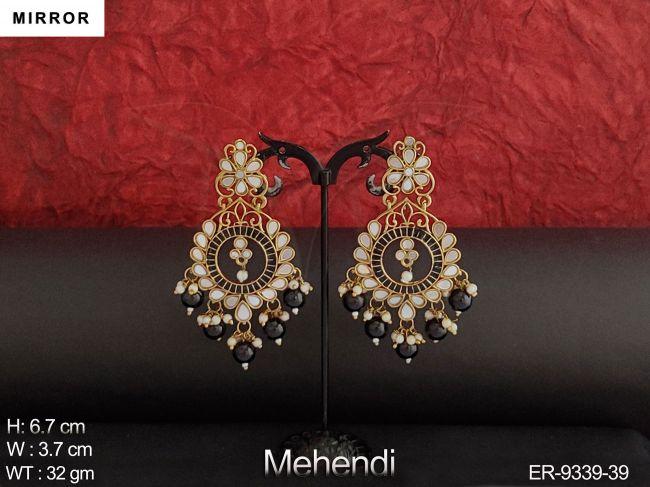 beautiful fancy design party wear designer mirror earring