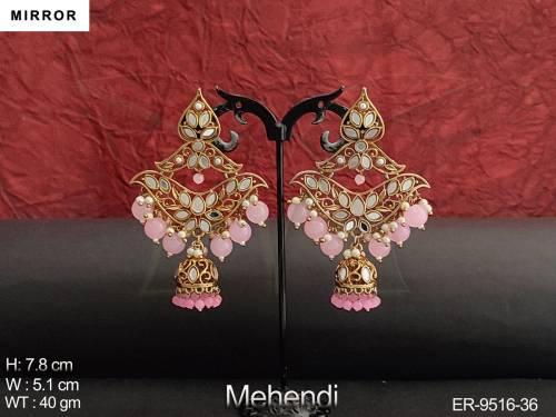 Designer Party wear Beautiful Fancy Design Mehendi Polish Mirror Earring