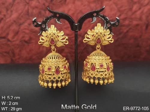 designer-fancy-design-party-wear-matte-gold-polish-jjumka-earring