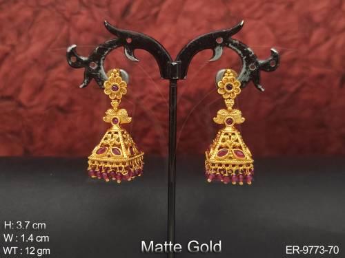 beautiful-fancy-design-party-wear-matte-gold-polish-earring