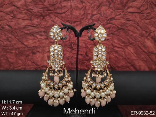 beautiful-clustered-pearl-mehendi-polish-designer-long-earring-