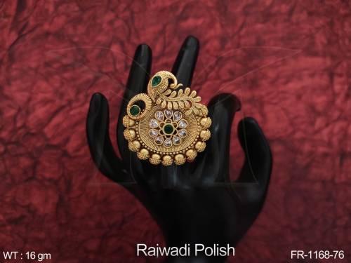 Beautiful Rajwadi Polish Designer Fancy Design Party wear Antique Finger Ring