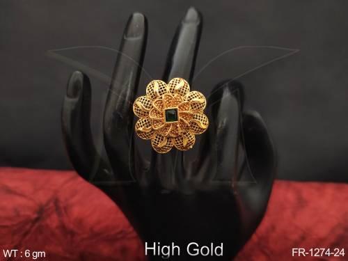 Beautiful Party Wear High Gold Polish Finger Rings 