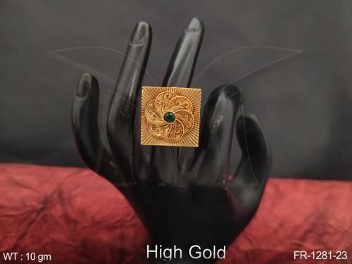 High Gold Polish Design Party wear Fancy Beautiful Designer Finger Ring 