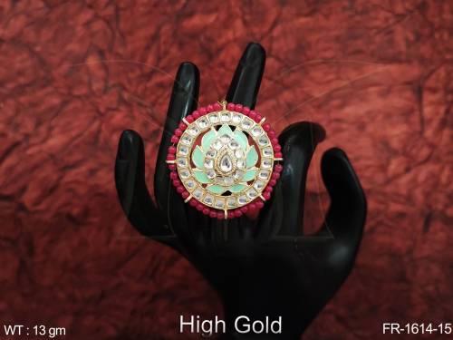 High Gold Polish Antique Jewelry Fancy Wedding Wear Beautiful Design Antique Finger Ring 