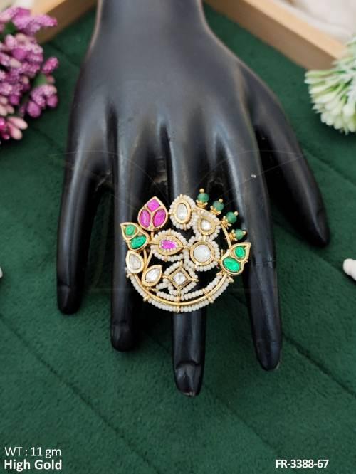 Antique Design High Gold Polish Full Stone Finger Rings   