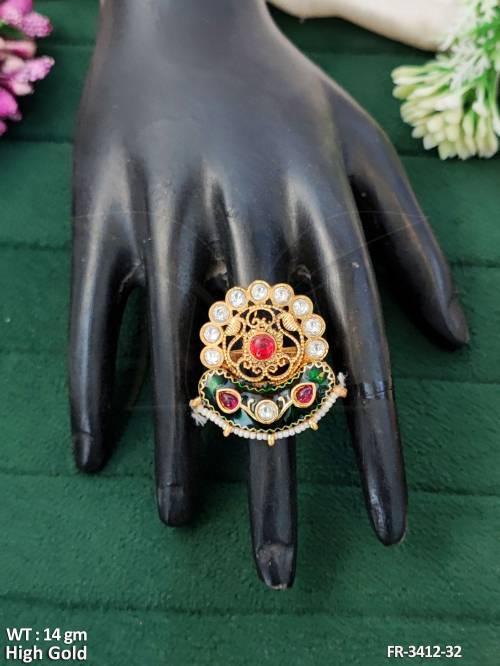 Beautiful High Gold Polish Designer Finger Rings  