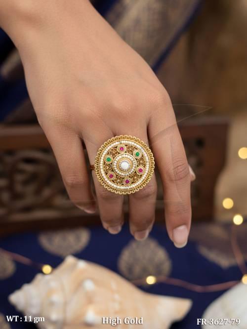 High Gold Antique Adjustable Statement Ring