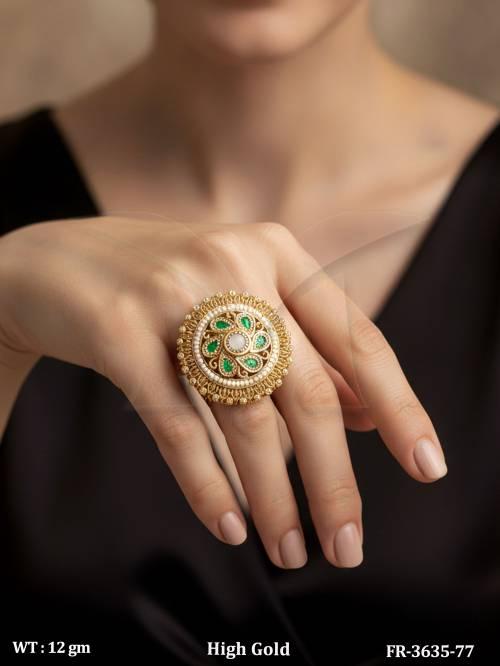 Elegant Kundan Style Designer Finger Ring