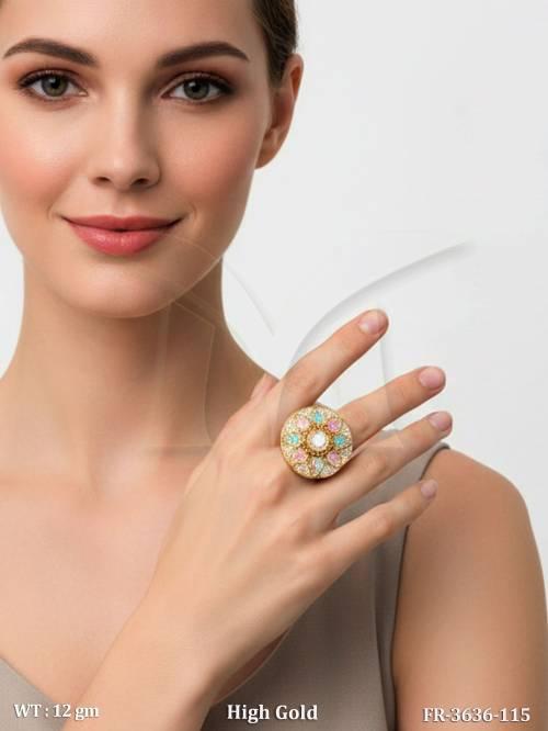 Fancy High Gold Adjustable Statement Finger Ring