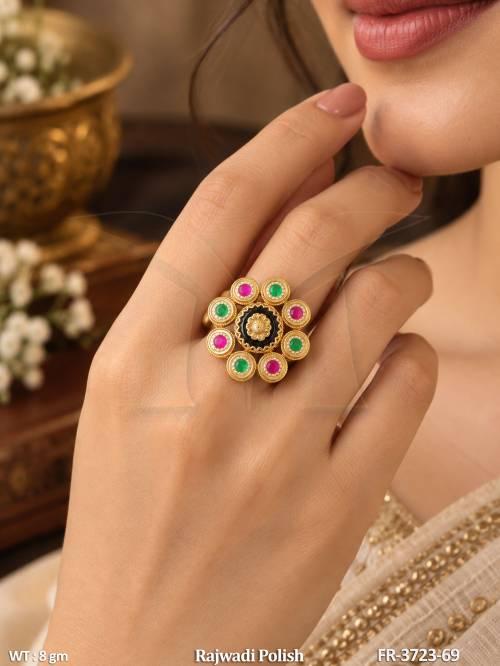 Fancy Designer Full Stone Antique Finger Ring