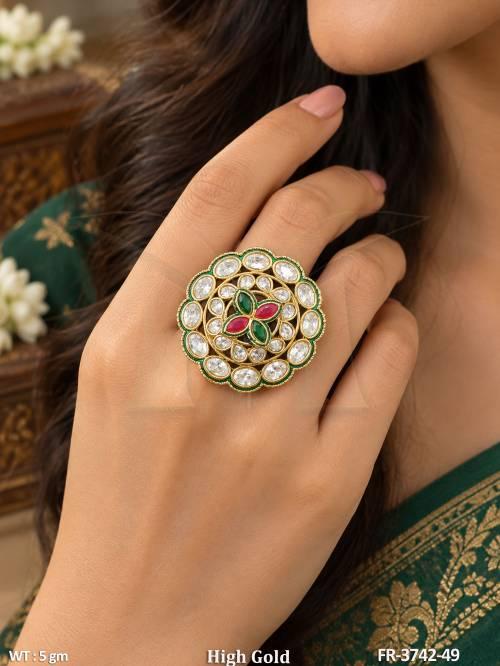 Premium High Gold Polish Party Wear Finger  Ring
