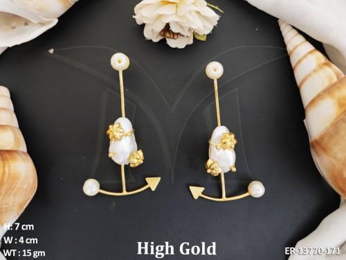 Fancy Design Antique Fusion Jewellery High Gold Polish Party Wear Antique Fusion Earrings 