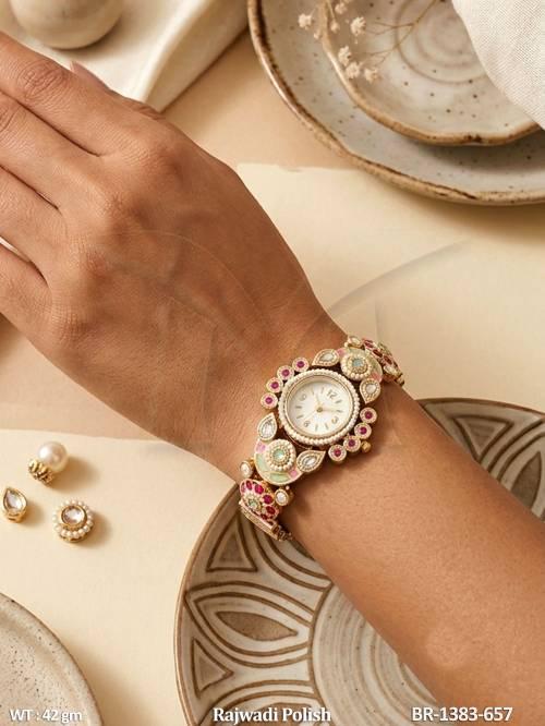 Royal Antique Floral Kundan Style Jewellery Bracelet Watch