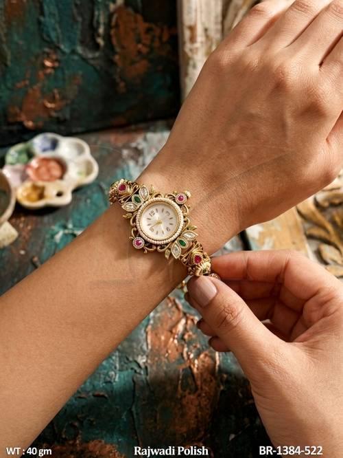 Luxury Multicolor Gemstone Embellished Bracelet Watch