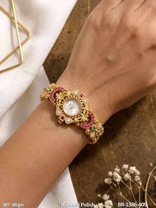 Traditional Floral Meenakari Style Designer Bracelet Watch
