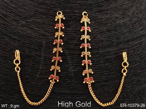 High Gold Fancy Design Party wear Designer Long Antique Kaan Chain Earring