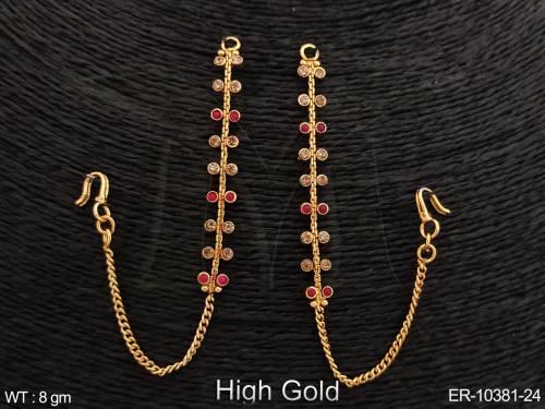 Fancy Design Party wear High Gold Polish Party wear Antique Kaan Chain Earring