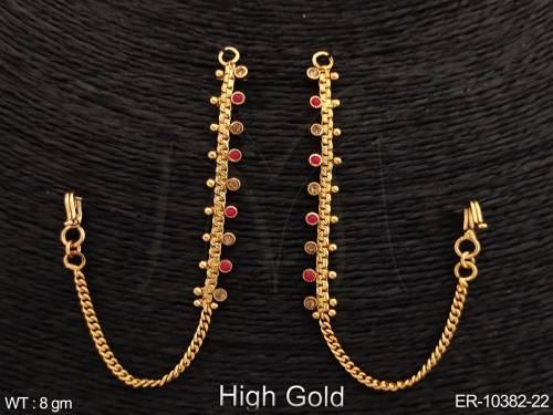 Beautiful High Gold Polish Fancy Design Party wear Antique Kaan Chain Earrring