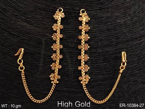 Fancy Design Party wear Beautiful High Gold Polish Antique Kaan Chain Earring