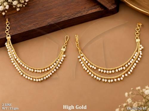 Stylish High Gold Pearl Chain Designer Earrings