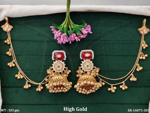 Antique Designer High Gold Polish Jhumka  Earrings  