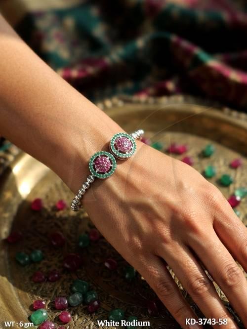 Fancy White Rhodium Stone Kada