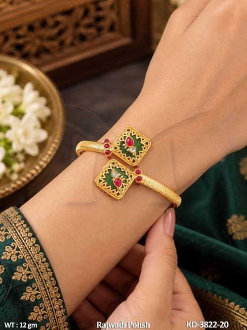 Elegant Antique Rajwadi Polish Full Stone Kada