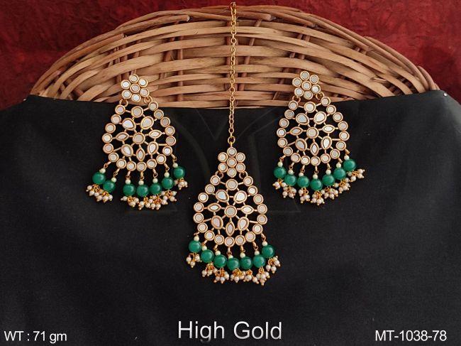 Antique Full stones Party wear Designer Maang Tikka with Earring