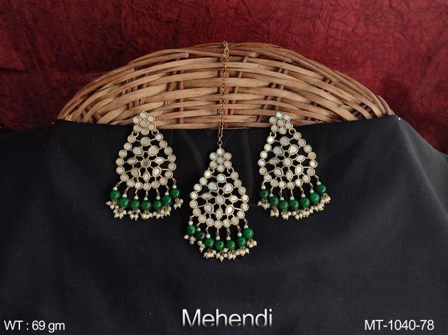 Beautiful Party wear Designer Antique Full Stones Fancy Style Maang Tikka with Earring