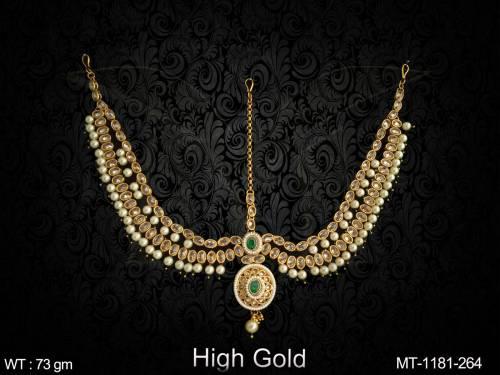 clustered-pearl-antique-stones-high-gold-polish-designer-maang-tikka