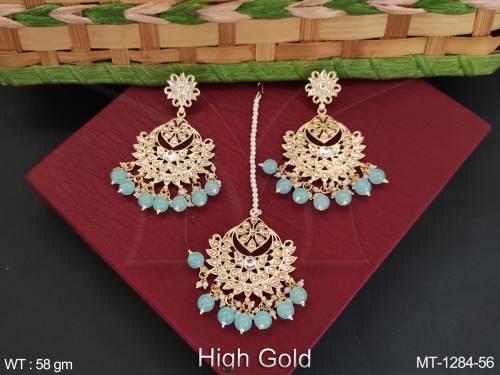 antique-jewelry-high-gold-polish-fancy-wedding-wear-beautiful-antique-maang-tikka-with-earrings-