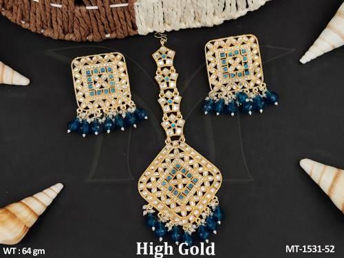 Antique Jewellery  High Gold Polish Party Wear Maang Tikka 