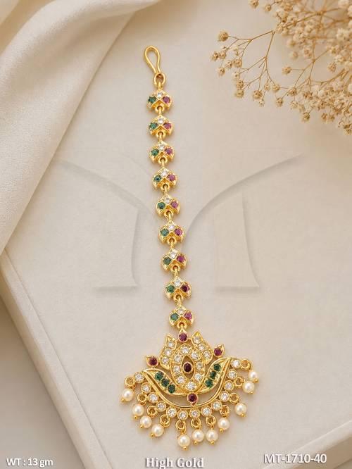 Antique High Gold Polish Designer Maang Tikka