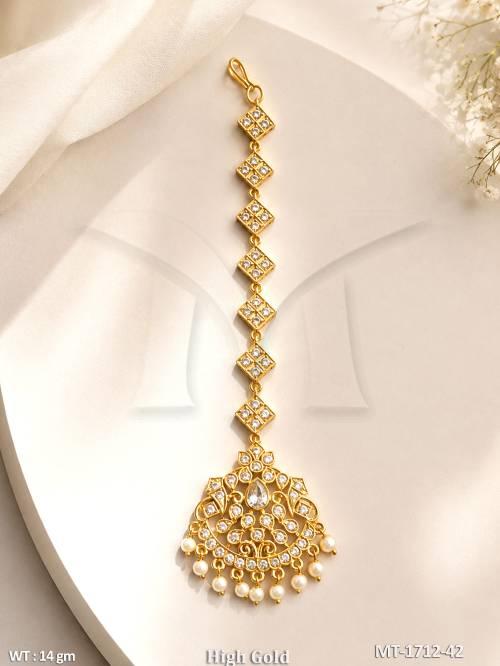 Traditional Antique Floral Stone Maang Tikka