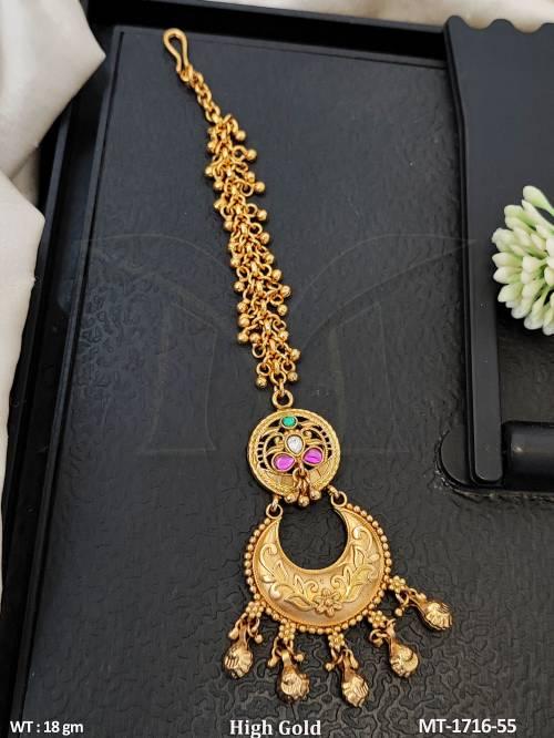 High Gold Antique Floral Maang Tikka