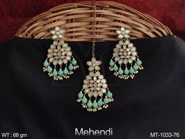 Designer Fancy Style Beautiful Antique Maang Tikka with Earring — MT-1033-76