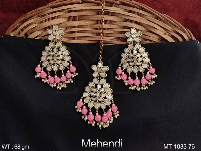 Designer Fancy Style Beautiful Antique Maang Tikka with Earring — MT-1033-76