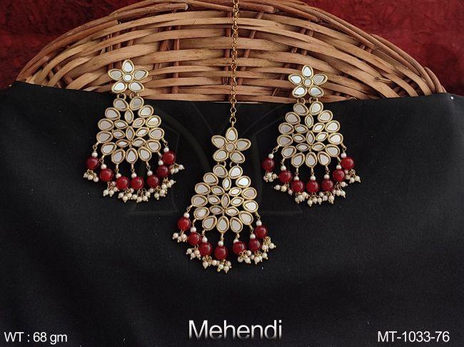 Designer Fancy Style Beautiful Antique Maang Tikka with Earring — MT-1033-76